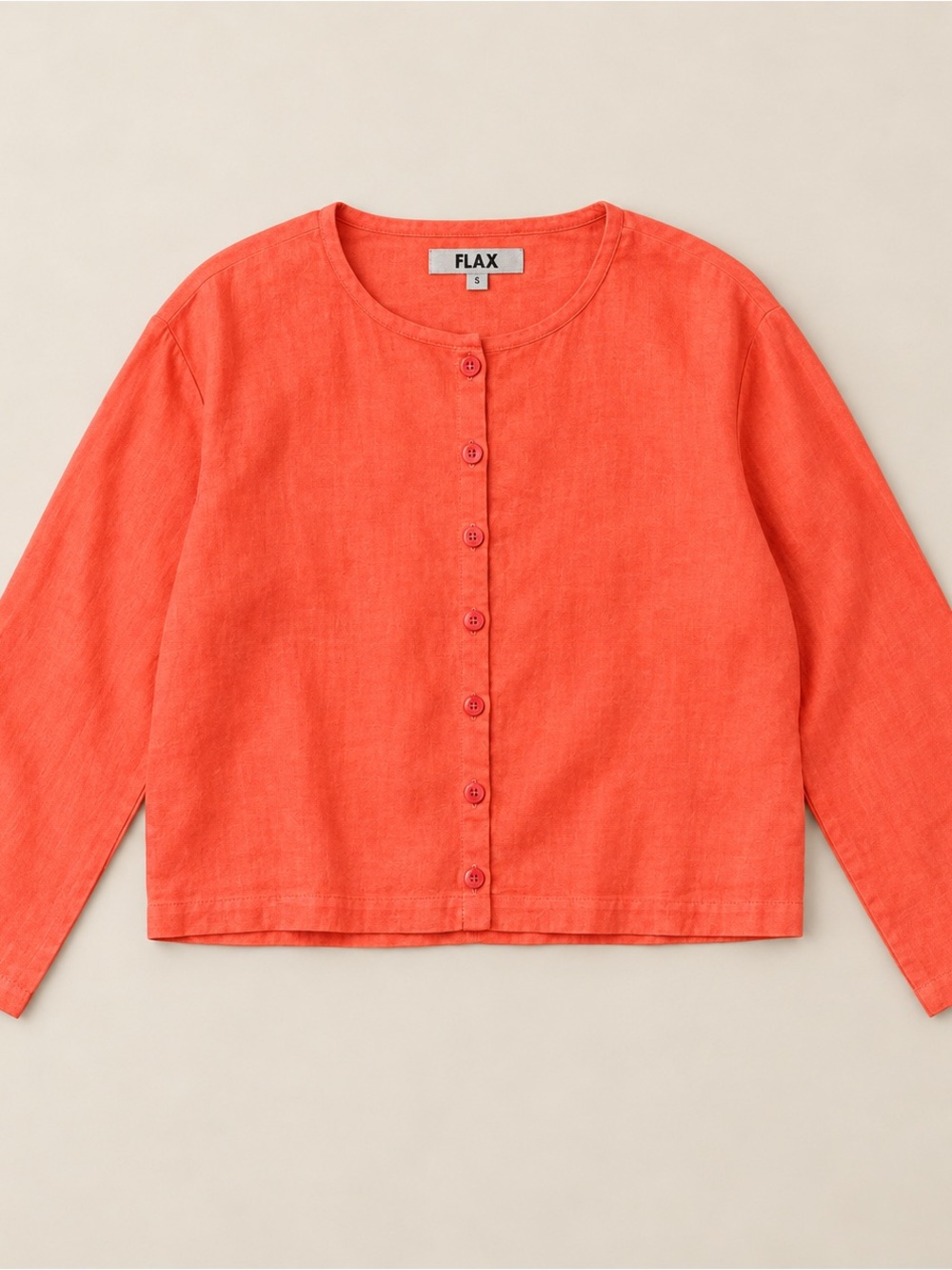 Flax 100% Linen Coral Button-Front Shirt